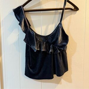 Elegant Black Velvet Ruffle Top